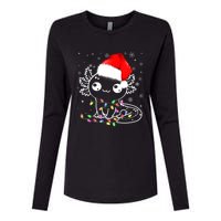 Axolotl Xmas Hat Santa Tree Cute Funny Christmas Pajama Womens Cotton Relaxed Long Sleeve T-Shirt