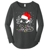 Axolotl Xmas Hat Santa Tree Cute Funny Christmas Pajama Women's Perfect Tri Tunic Long Sleeve Shirt