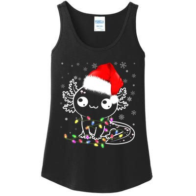 Axolotl Xmas Hat Santa Tree Cute Funny Christmas Pajama Ladies Essential Tank