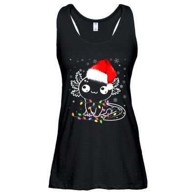 Axolotl Xmas Hat Santa Tree Cute Funny Christmas Pajama Ladies Essential Flowy Tank