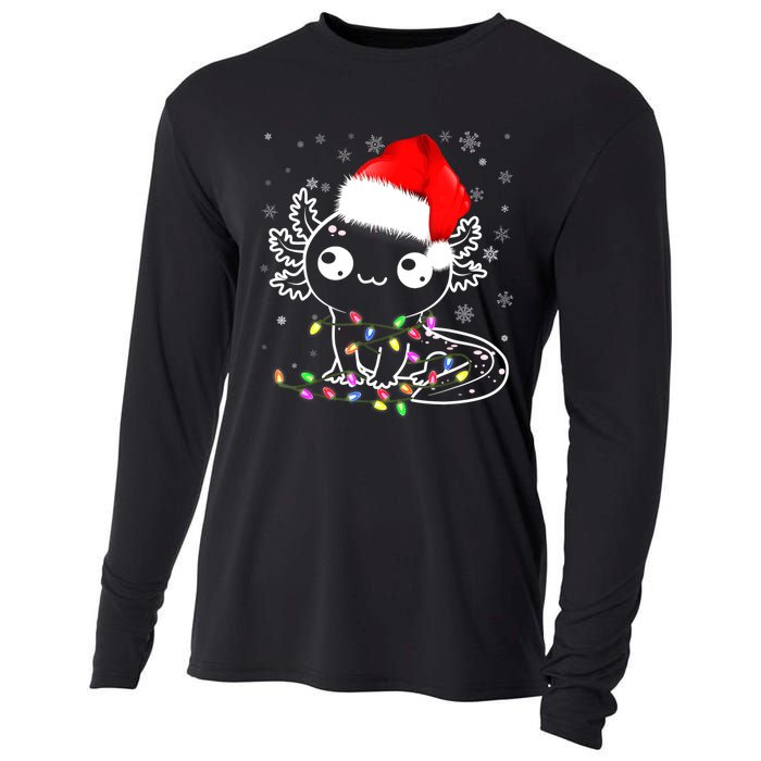 Axolotl Xmas Hat Santa Tree Cute Funny Christmas Pajama Cooling Performance Long Sleeve Crew