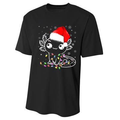 Axolotl Xmas Hat Santa Tree Cute Funny Christmas Pajama Performance Sprint T-Shirt