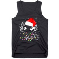 Axolotl Xmas Hat Santa Tree Cute Funny Christmas Pajama Tank Top