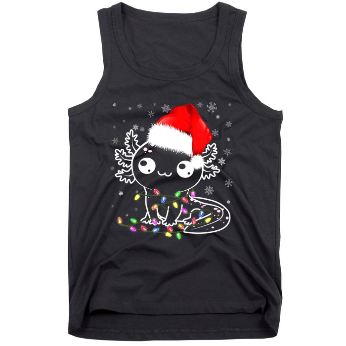 Axolotl Xmas Hat Santa Tree Cute Funny Christmas Pajama Tank Top