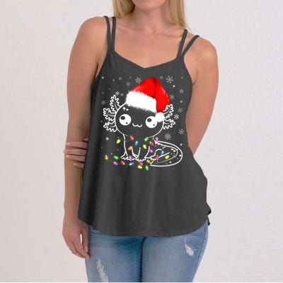 Axolotl Xmas Hat Santa Tree Cute Funny Christmas Pajama Women's Strappy Tank