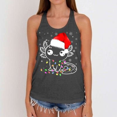 Axolotl Xmas Hat Santa Tree Cute Funny Christmas Pajama Women's Knotted Racerback Tank