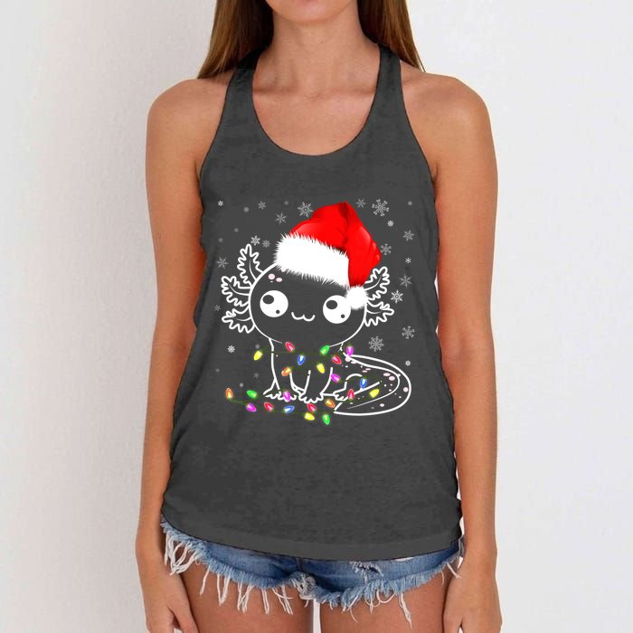 Axolotl Xmas Hat Santa Tree Cute Funny Christmas Pajama Women's Knotted Racerback Tank