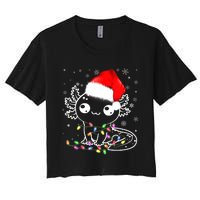 Axolotl Xmas Hat Santa Tree Cute Funny Christmas Pajama Women's Crop Top Tee