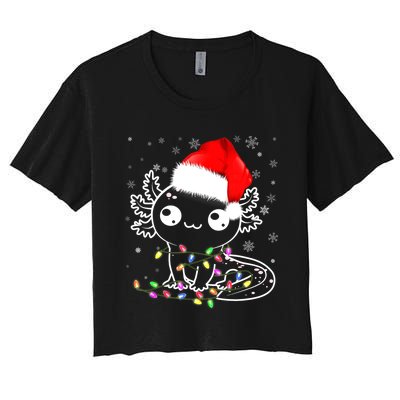 Axolotl Xmas Hat Santa Tree Cute Funny Christmas Pajama Women's Crop Top Tee