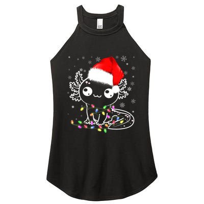 Axolotl Xmas Hat Santa Tree Cute Funny Christmas Pajama Women's Perfect Tri Rocker Tank