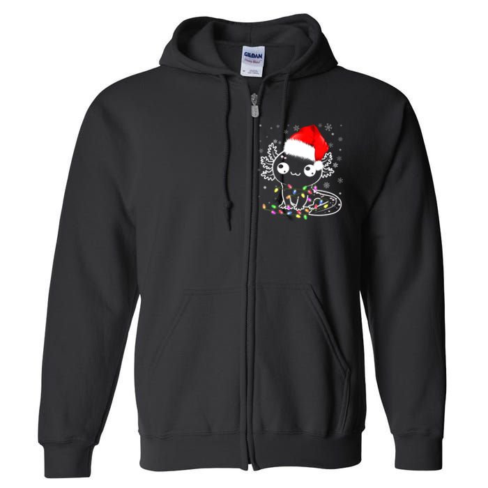 Axolotl Xmas Hat Santa Tree Cute Funny Christmas Pajama Full Zip Hoodie