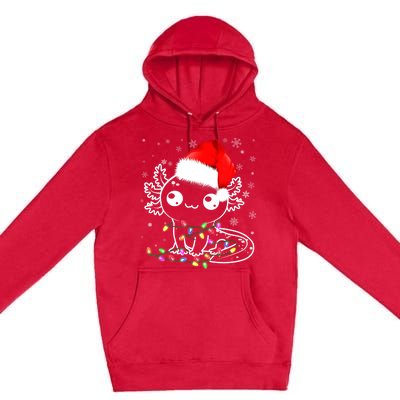 Axolotl Xmas Hat Santa Tree Cute Funny Christmas Pajama Premium Pullover Hoodie