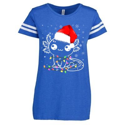 Axolotl Xmas Hat Santa Tree Cute Funny Christmas Pajama Enza Ladies Jersey Football T-Shirt