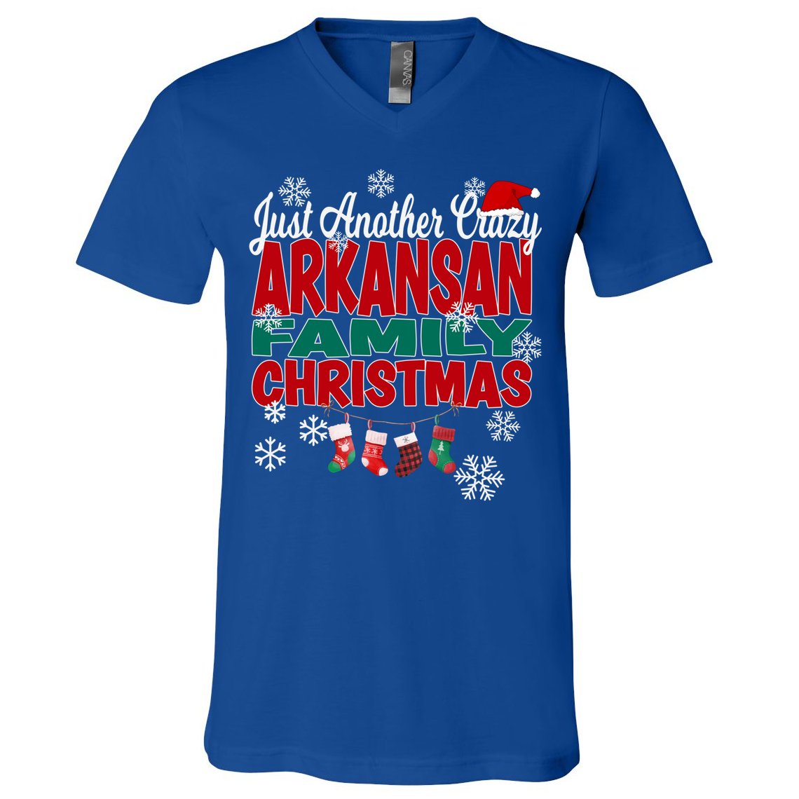 Arkansas Xmas Just Another Crazy Arkansan Family Christmas Cool Gift V-Neck T-Shirt