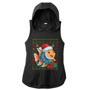 Angelfish Xmas Lights Ugly Santa Hat Angelfish Christmas Gift Ladies PosiCharge Tri-Blend Wicking Draft Hoodie Tank