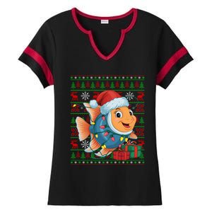 Angelfish Xmas Lights Ugly Santa Hat Angelfish Christmas Gift Ladies Halftime Notch Neck Tee