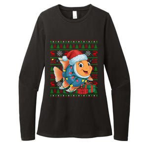 Angelfish Xmas Lights Ugly Santa Hat Angelfish Christmas Gift Womens CVC Long Sleeve Shirt