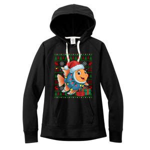 Angelfish Xmas Lights Ugly Santa Hat Angelfish Christmas Gift Women's Fleece Hoodie