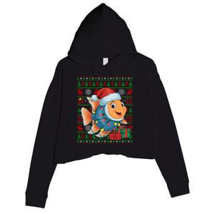 Angelfish Xmas Lights Ugly Santa Hat Angelfish Christmas Gift Crop Fleece Hoodie