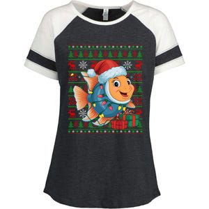 Angelfish Xmas Lights Ugly Santa Hat Angelfish Christmas Gift Enza Ladies Jersey Colorblock Tee