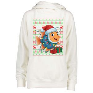 Angelfish Xmas Lights Ugly Santa Hat Angelfish Christmas Gift Womens Funnel Neck Pullover Hood