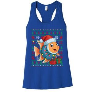 Angelfish Xmas Lights Ugly Santa Hat Angelfish Christmas Gift Women's Racerback Tank