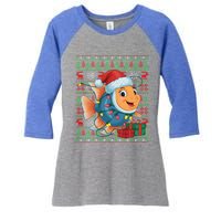 Angelfish Xmas Lights Ugly Santa Hat Angelfish Christmas Gift Women's Tri-Blend 3/4-Sleeve Raglan Shirt