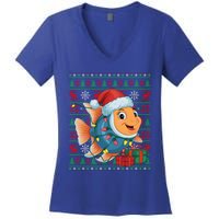 Angelfish Xmas Lights Ugly Santa Hat Angelfish Christmas Gift Women's V-Neck T-Shirt