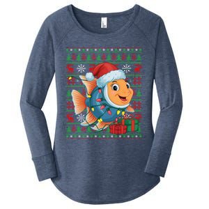 Angelfish Xmas Lights Ugly Santa Hat Angelfish Christmas Gift Women's Perfect Tri Tunic Long Sleeve Shirt