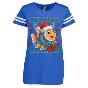 Angelfish Xmas Lights Ugly Santa Hat Angelfish Christmas Gift Enza Ladies Jersey Football T-Shirt