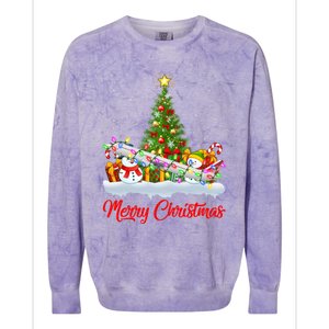 Airplane Xmas Tree Lighting Santa Airplane Christmas Great Gift Colorblast Crewneck Sweatshirt