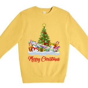 Airplane Xmas Tree Lighting Santa Airplane Christmas Great Gift Premium Crewneck Sweatshirt