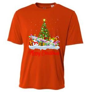 Airplane Xmas Tree Lighting Santa Airplane Christmas Great Gift Cooling Performance Crew T-Shirt