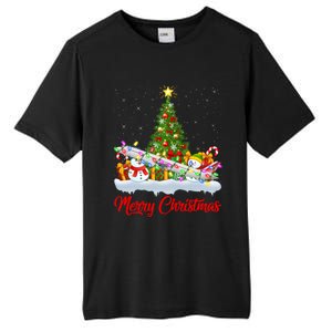 Airplane Xmas Tree Lighting Santa Airplane Christmas Great Gift Tall Fusion ChromaSoft Performance T-Shirt