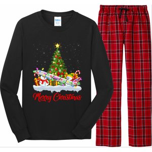 Airplane Xmas Tree Lighting Santa Airplane Christmas Great Gift Long Sleeve Pajama Set