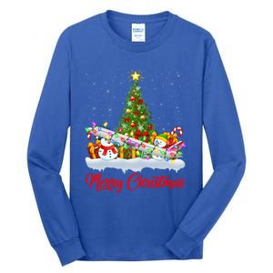 Airplane Xmas Tree Lighting Santa Airplane Christmas Great Gift Tall Long Sleeve T-Shirt