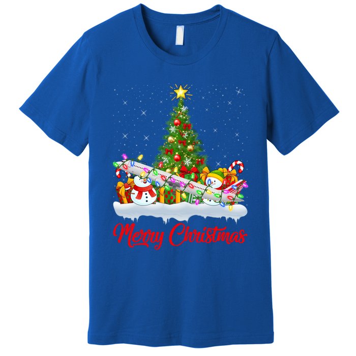 Airplane Xmas Tree Lighting Santa Airplane Christmas Great Gift Premium T-Shirt