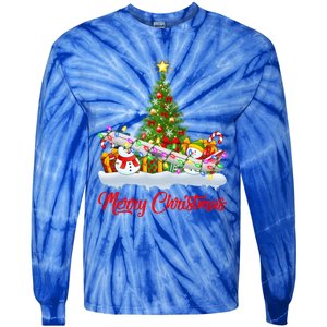 Airplane Xmas Tree Lighting Santa Airplane Christmas Great Gift Tie-Dye Long Sleeve Shirt