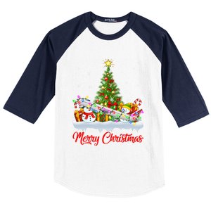 Airplane Xmas Tree Lighting Santa Airplane Christmas Great Gift Baseball Sleeve Shirt