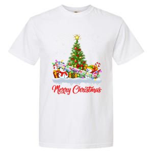 Airplane Xmas Tree Lighting Santa Airplane Christmas Great Gift Garment-Dyed Heavyweight T-Shirt