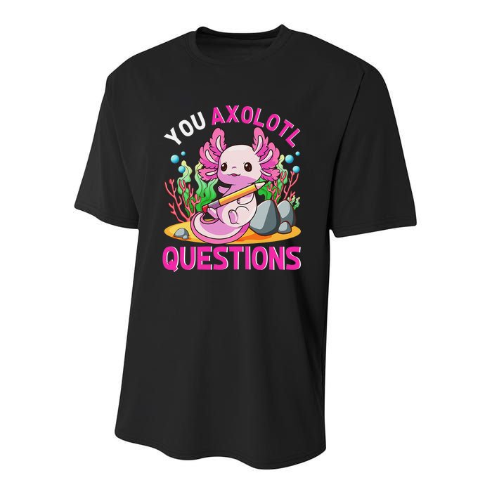 Axolotl-Shirt You Axolotl Questions Cute Funny Youth Performance Sprint T-Shirt