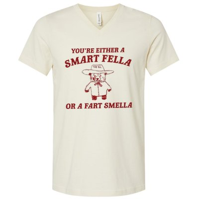 Are You A Smart Fella Or Fart Smella V-Neck T-Shirt