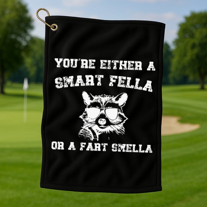 Are You A Smart Fella Or Fart Smella Retro Cartoon Golf Towel