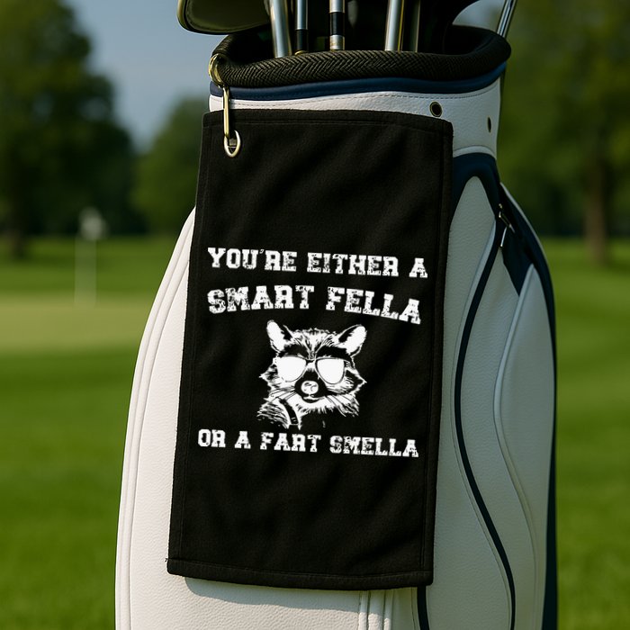 Are You A Smart Fella Or Fart Smella Retro Cartoon Golf Towel