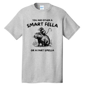 Are You A Smart Fella Or Fart Smella Funny Rat Riding Cabybara Tall T-Shirt