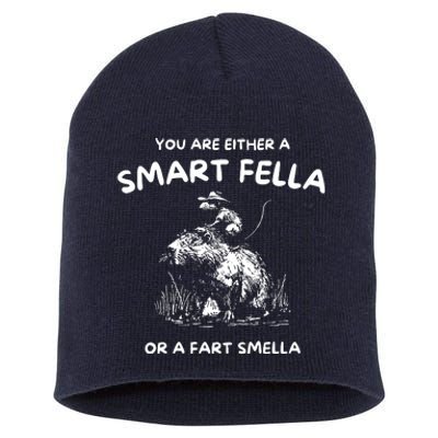 Are You A Smart Fella Or Fart Smella Funny Rat Riding Cabybara Short Acrylic Beanie