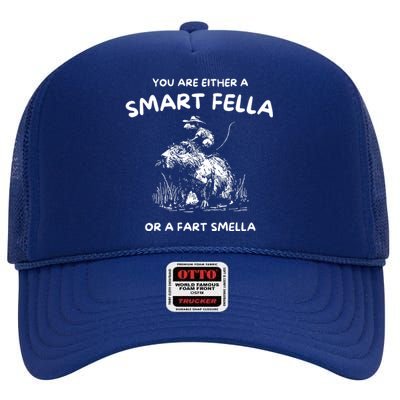 Are You A Smart Fella Or Fart Smella Funny Rat Riding Cabybara High Crown Mesh Back Trucker Hat