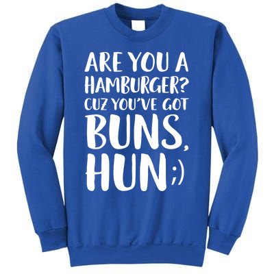 Are You A Hamburger Cuz You Gor Buns Funny Pick Up Line Gift Sweatshirt