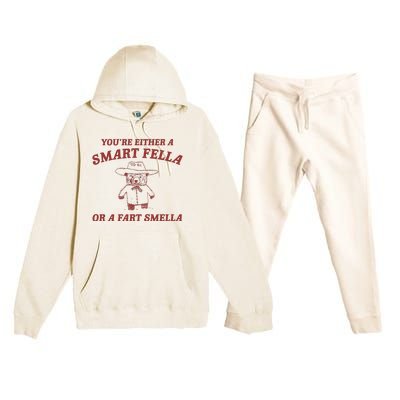 Are You A Smart Fella Or Fart Smella Premium Hooded Sweatsuit Set