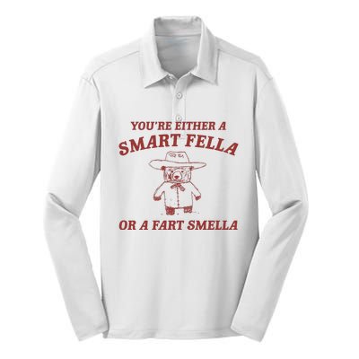 Are You A Smart Fella Or Fart Smella Silk Touch Performance Long Sleeve Polo